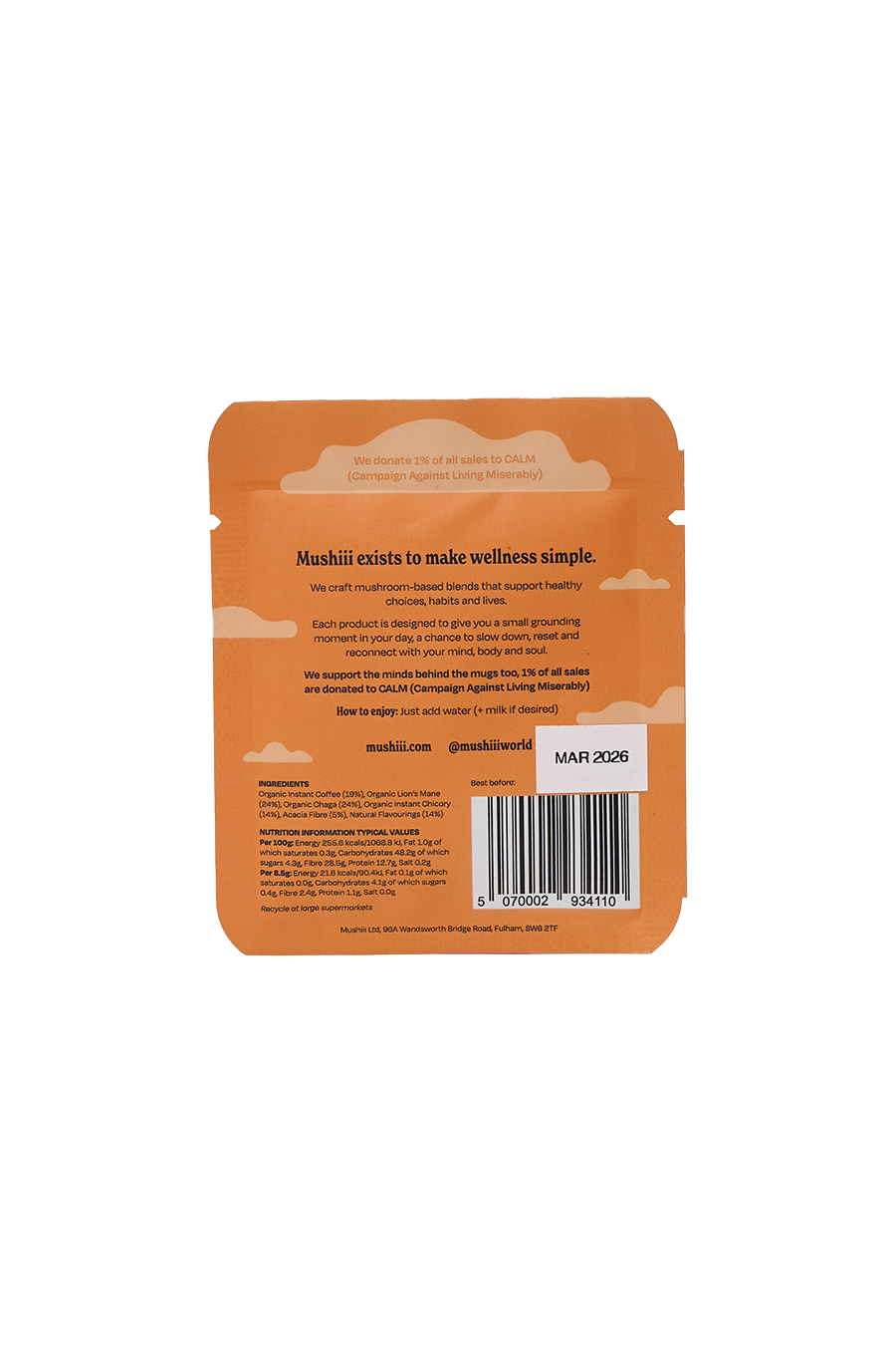 Adaptogenic Instant Mushroom Coffee: Lion's Mane & Chaga