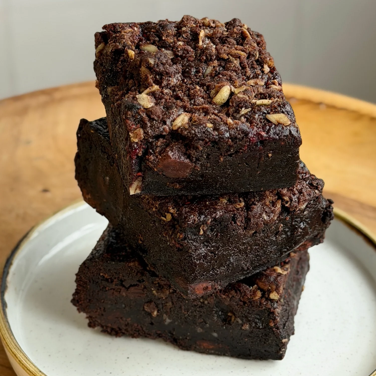 Vegan Raspberry Oat Crumble Brownies