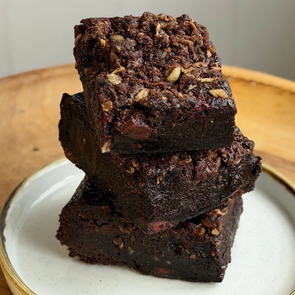 Vegan Raspberry Oat Crumble Brownies