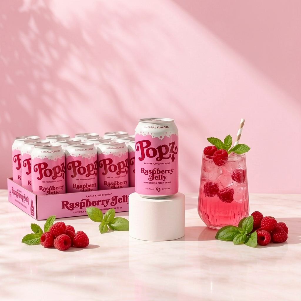 Raspberry Jelly Fizzy Drink (12 cans)