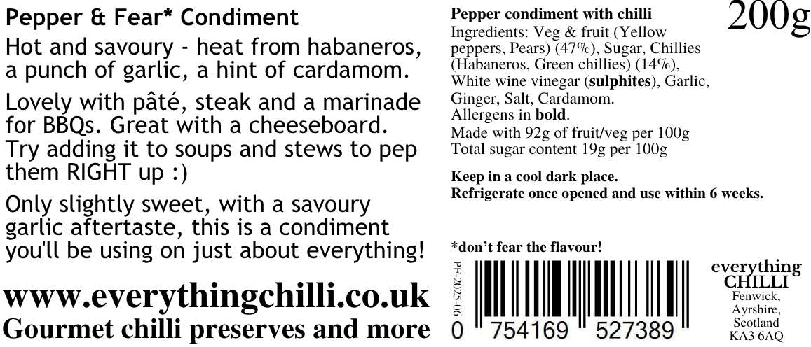 Pepper & Fear Condiment
