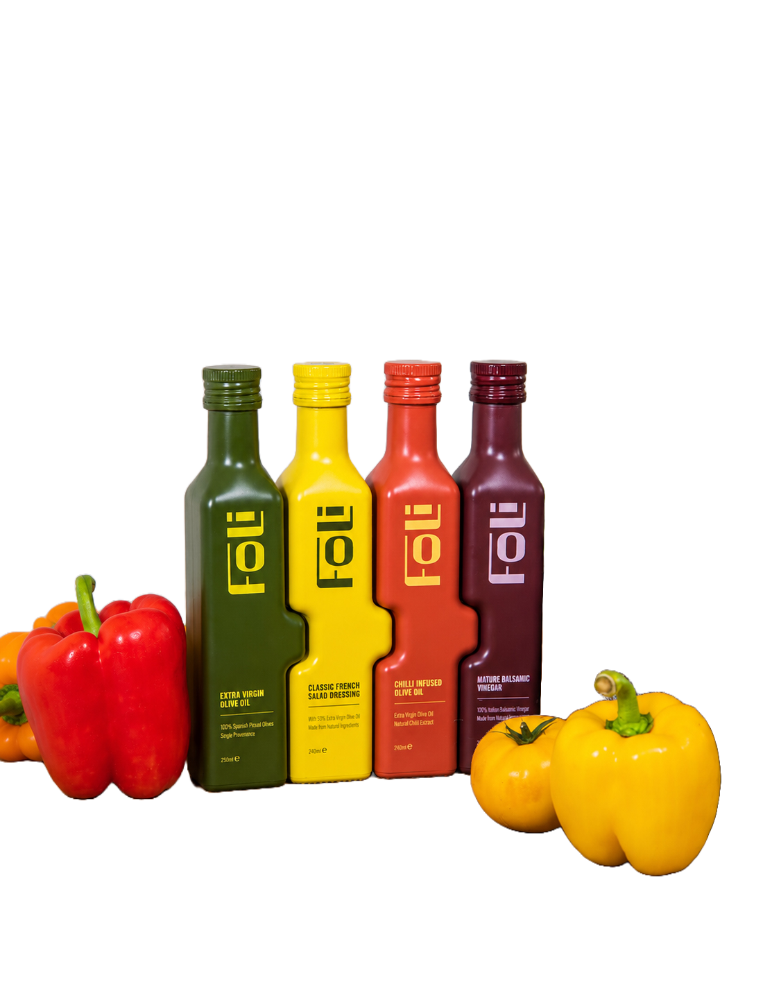 FOLI Premium Classic & Chilli Trio Gift set:  Extra Virgin Olive Oil Picuda 250ml, Chilli Infused Olive Oil 240ml & Mature Balsamic Vinegar 230ml