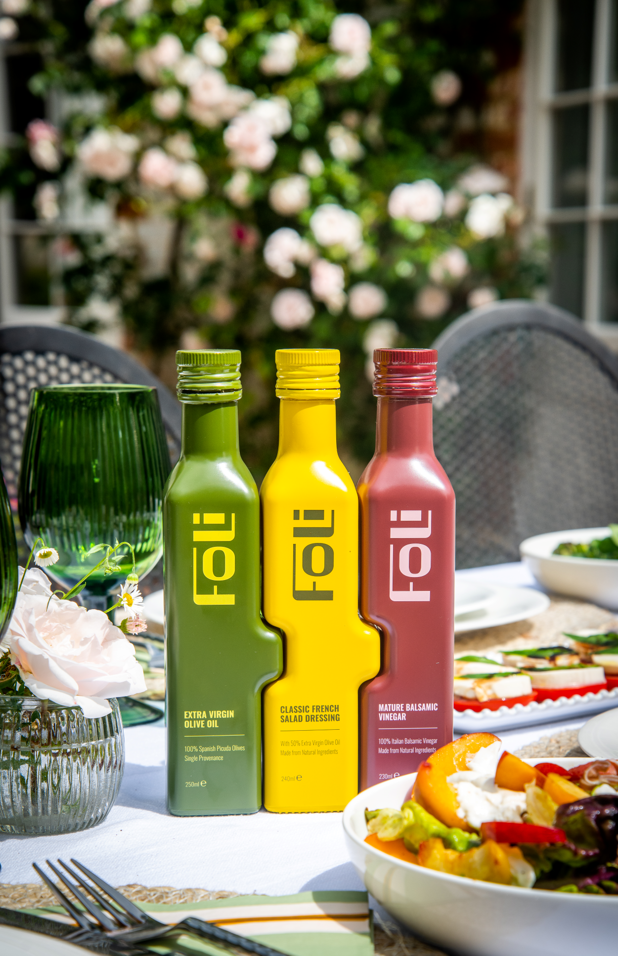 FOLI PREMIUM DRESSING TRIO GIFT SET: Extra Virgin Olive Oil Picuda 250ml, French Salad Dressing 240ml & Mature Balsamic Vinegar 230ml