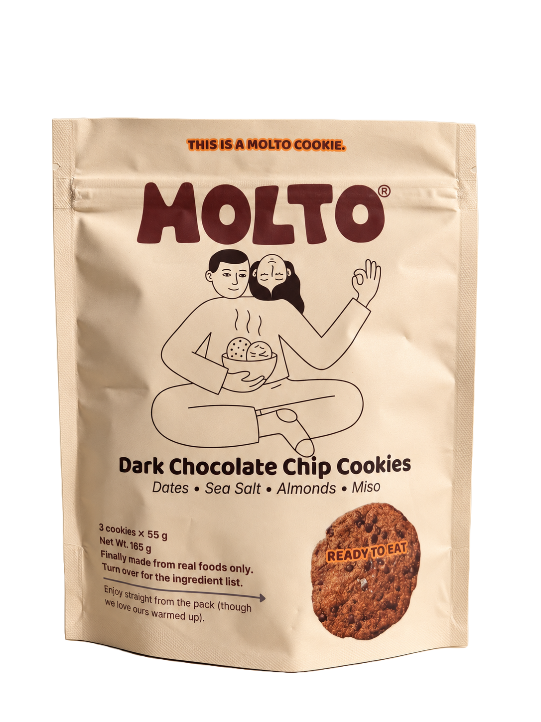 MOLTO - Three Ready to Eat Dark Chocolate Chip Cookies