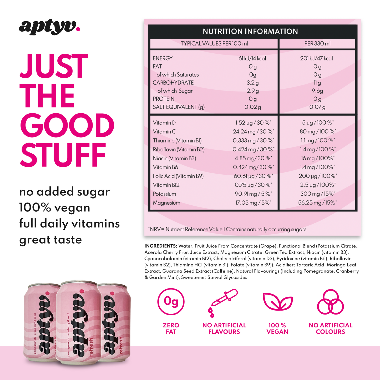 Aptyv Mixed Case - Focus & Hydration Functional Drinks 4 x 330ml