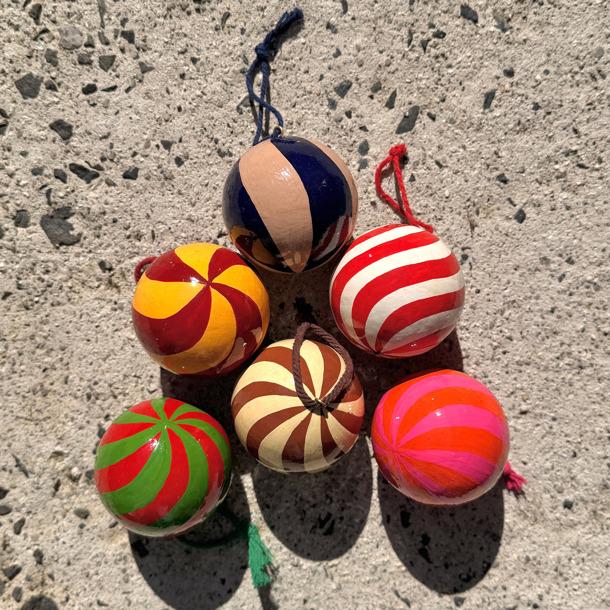 Swirl Papier Mache Bauble, Green & Red
