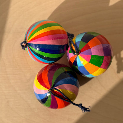 Papier Mache Multicolour Bauble, Stripe