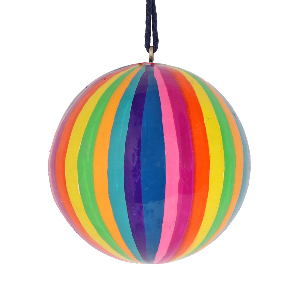 Papier Mache Multicolour Bauble, Stripe