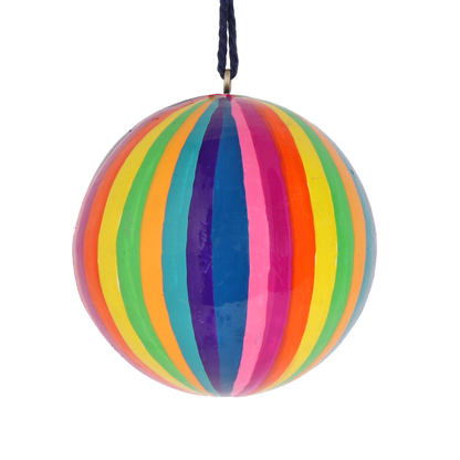 Papier Mache Multicolour Bauble, Stripe