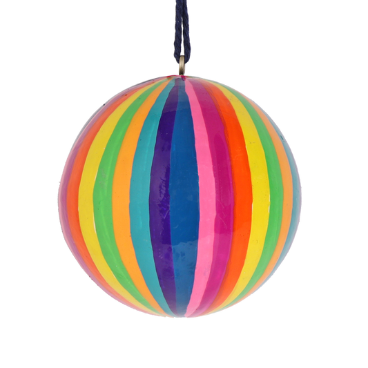 Papier Mache Multicolour Bauble, Stripe