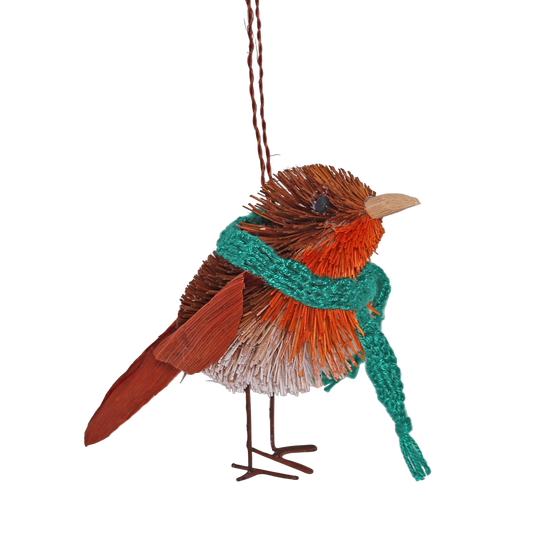 Bristle Robin With Scarf Decoration