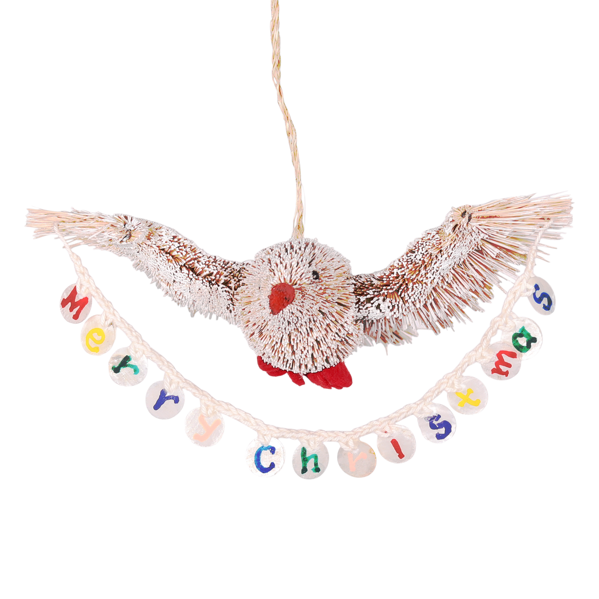 Bristle Bird Merry Christmas Decoration