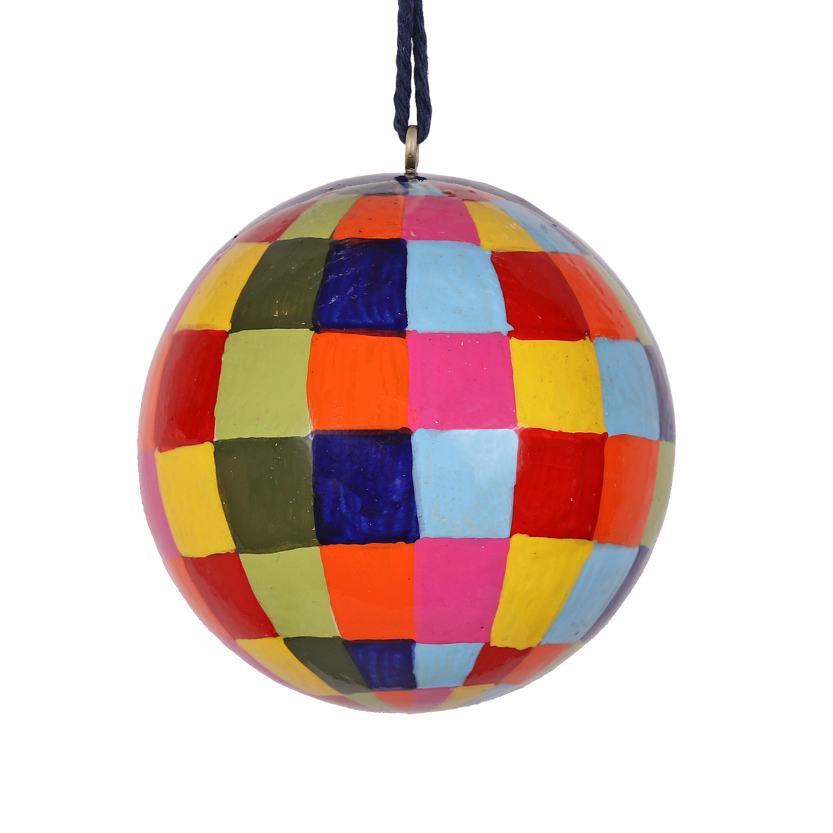 Papier Mache Multicolour Bauble, Checkered
