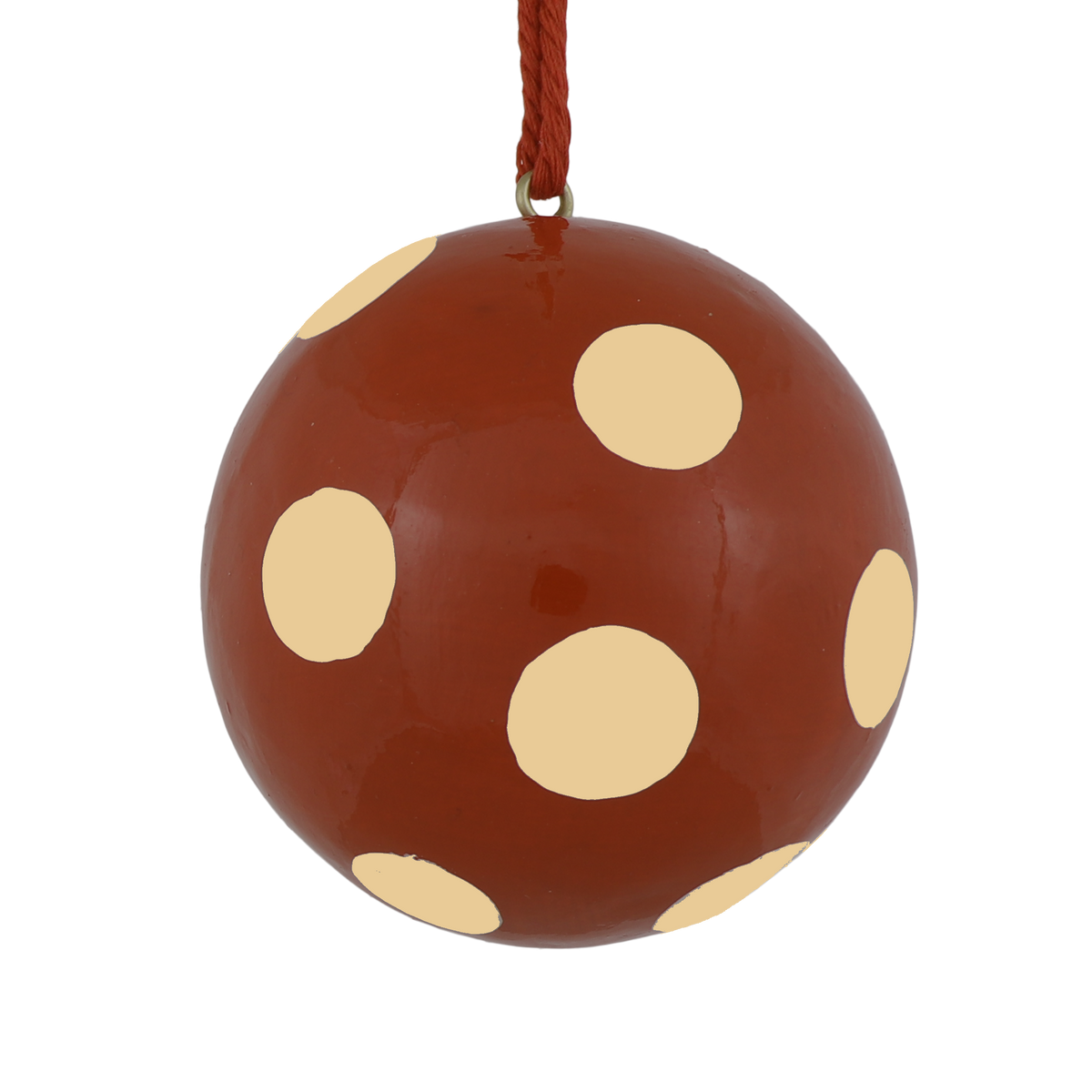 Polka Dot Papier Mache Bauble, Natural & Chestnut