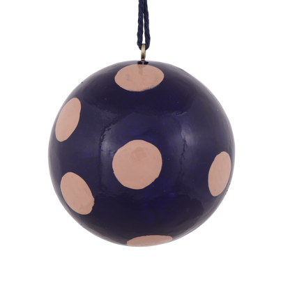 Polka Dot Papier Mache Bauble, Navy & Nude