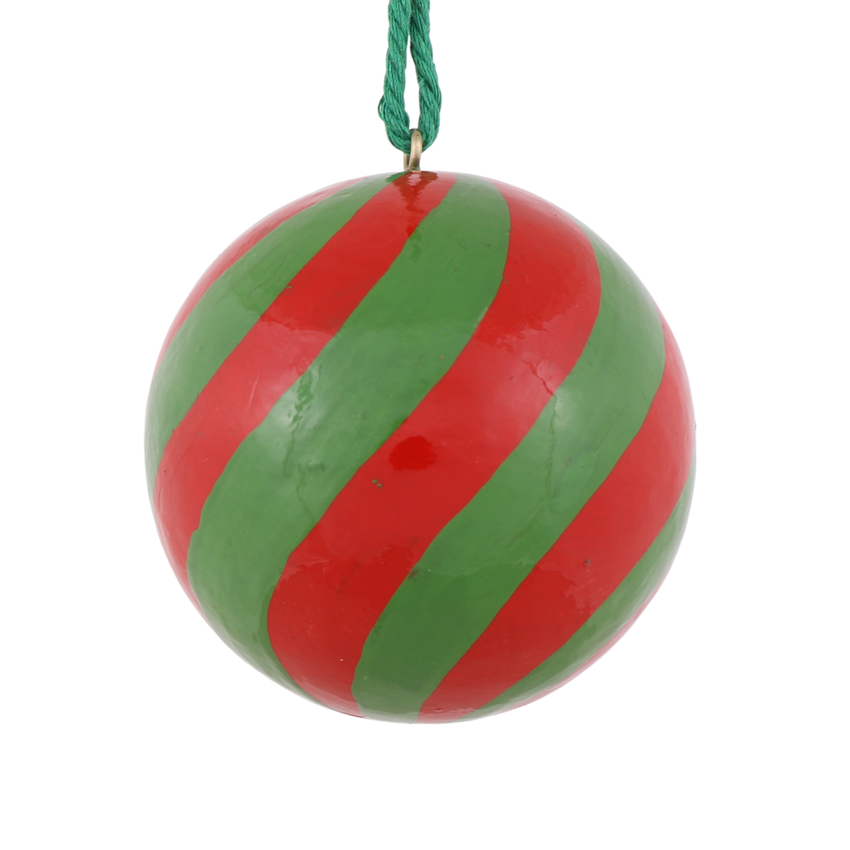 Swirl Papier Mache Bauble, Green & Red