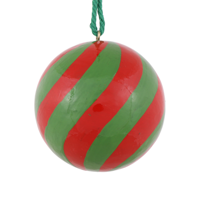 Swirl Papier Mache Bauble, Green & Red