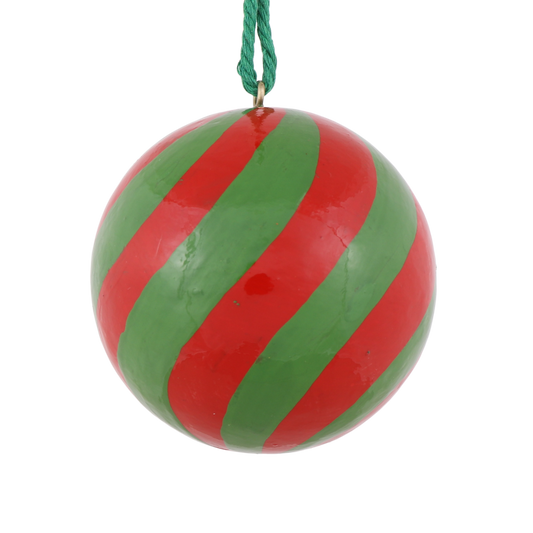 Swirl Papier Mache Bauble, Green & Red