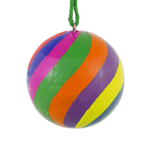 Papier Mache Multicolour Bauble, Swirl