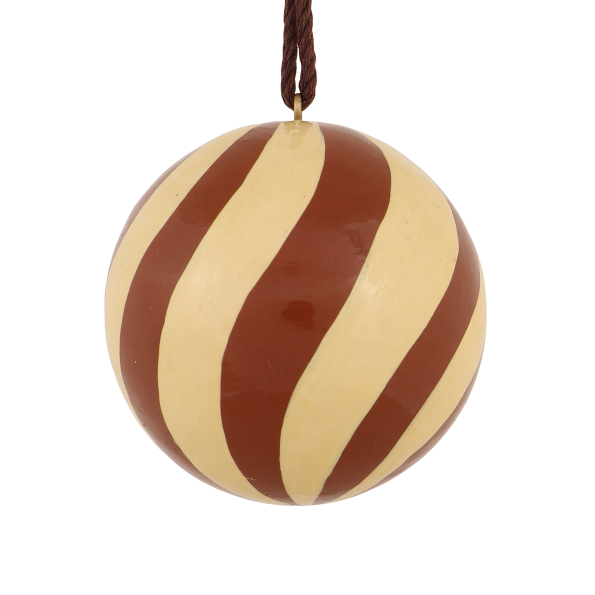 Swirl Papier Mache Bauble, Natural & Chestnut