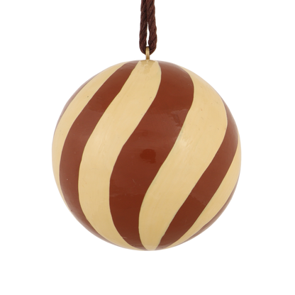 Swirl Papier Mache Bauble, Natural & Chestnut