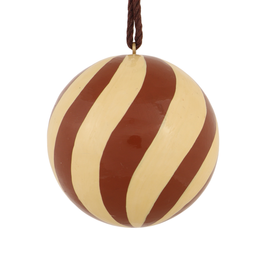 Swirl Papier Mache Bauble, Natural & Chestnut