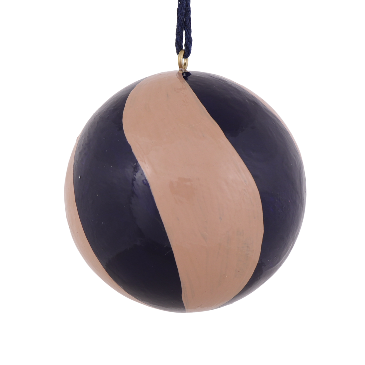 Swirl Papier Mache Bauble, Navy & Nude