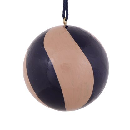 Swirl Papier Mache Bauble, Navy & Nude