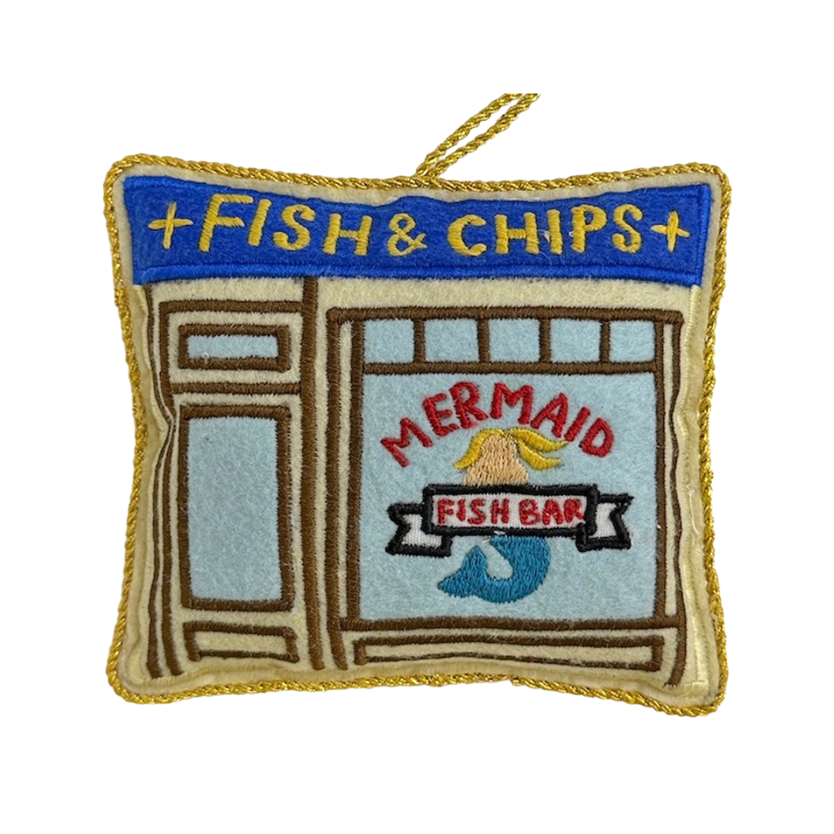 Takeaway Shop Embroidered Decoration, Fish & Chips