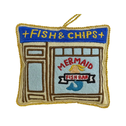 Takeaway Shop Embroidered Decoration, Fish & Chips