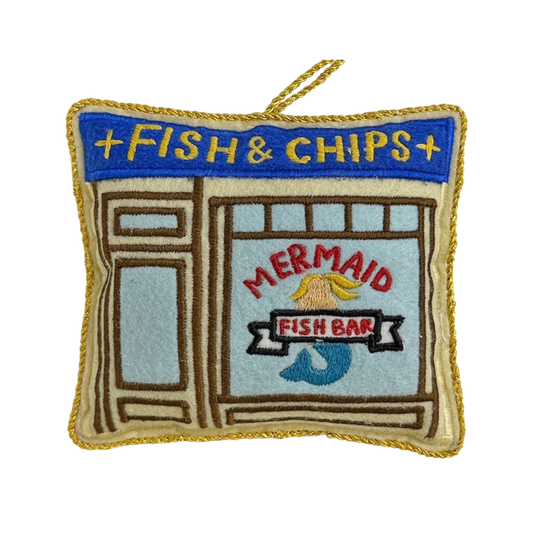 Takeaway Shop Embroidered Decoration, Fish & Chips