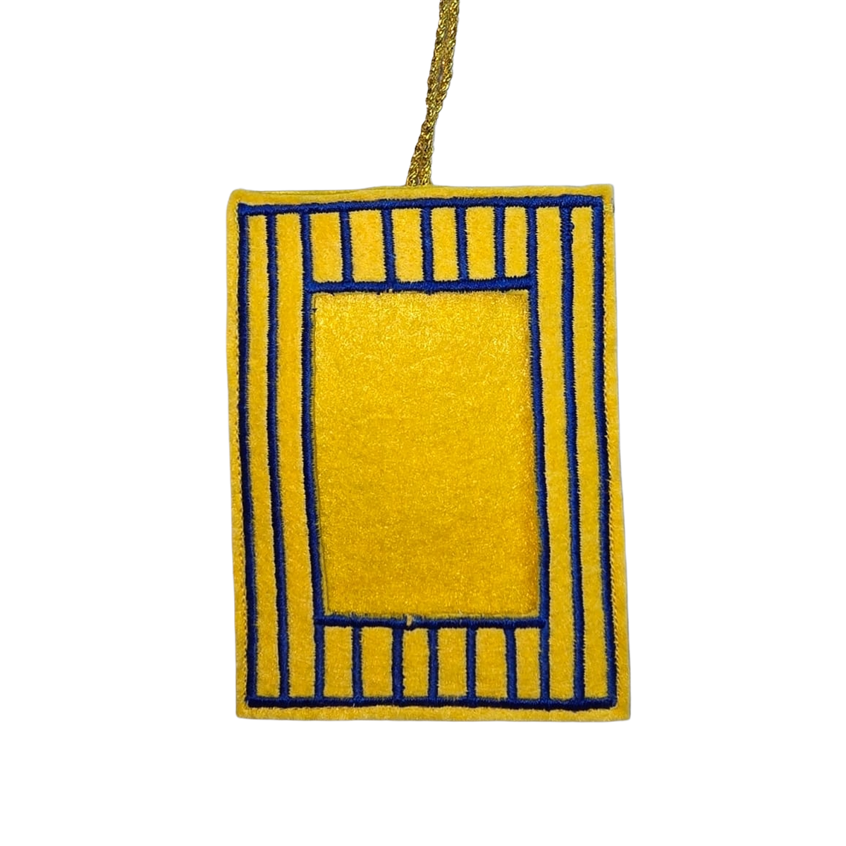 Photo Frame Embroidered Decoration, Navy & Yellow