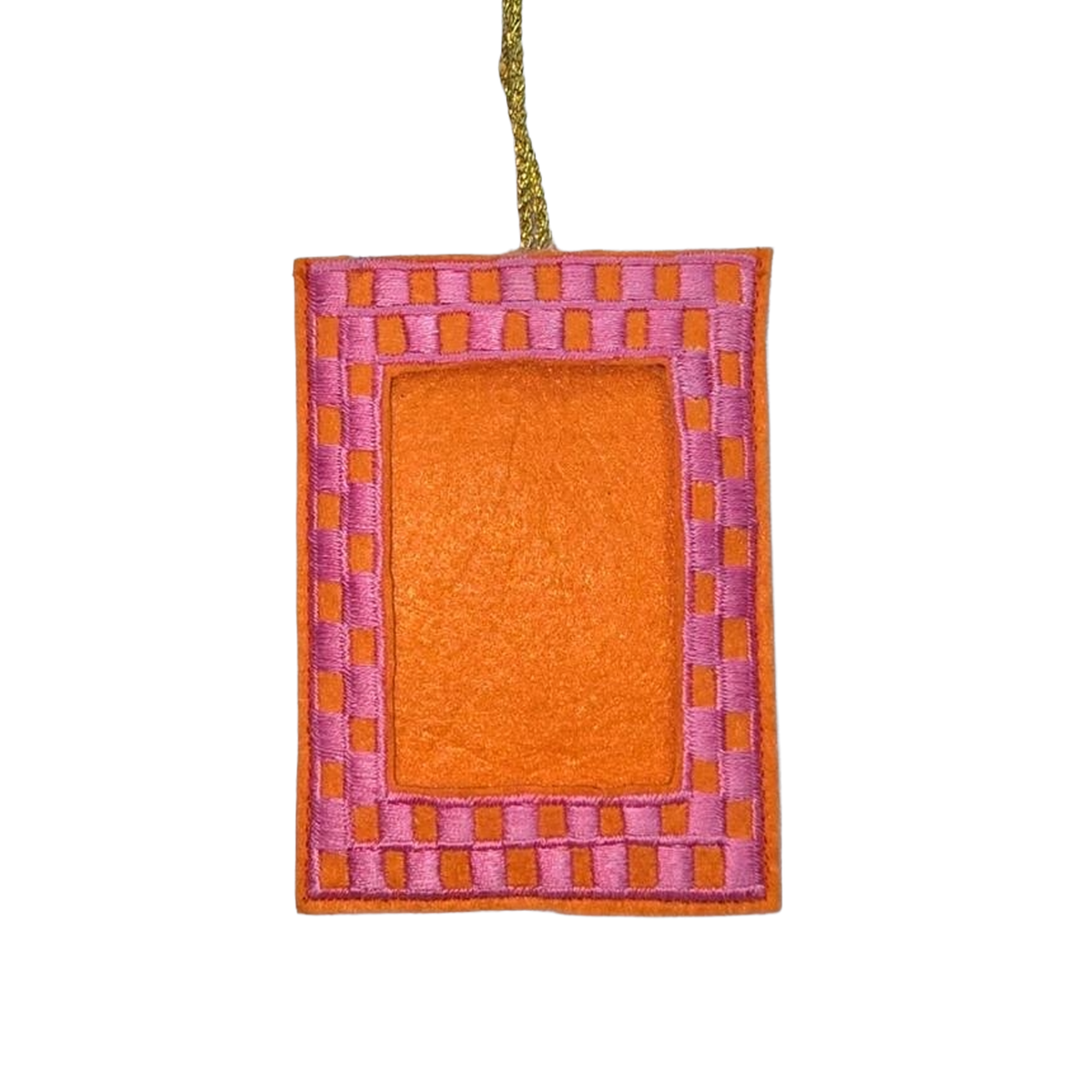 Photo Frame Embroidered Decoration, Pink & Orange