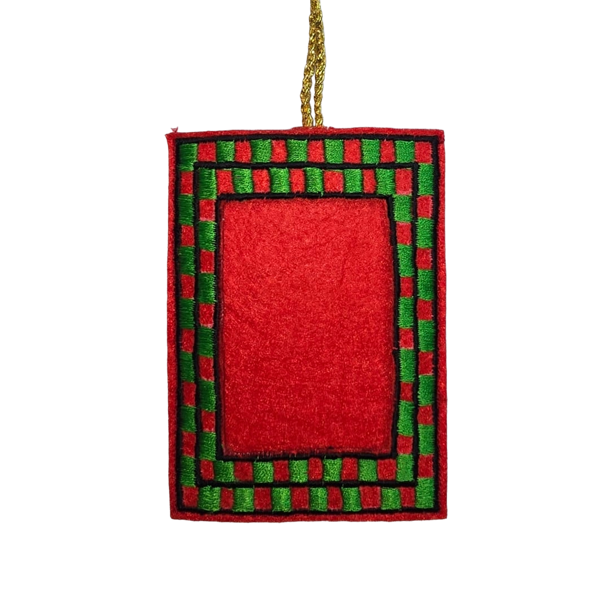 Photo Frame Embroidered Decoration, Green & Red