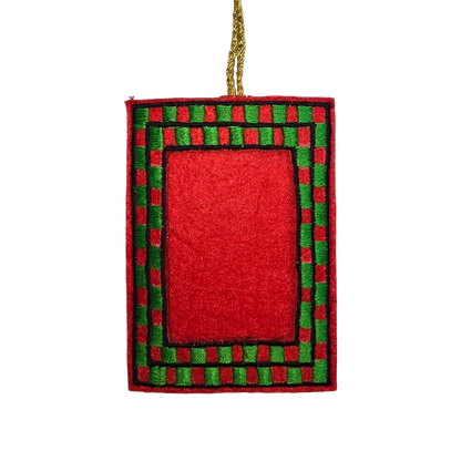 Photo Frame Embroidered Decoration, Green & Red