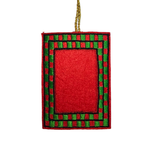 Photo Frame Embroidered Decoration, Green & Red