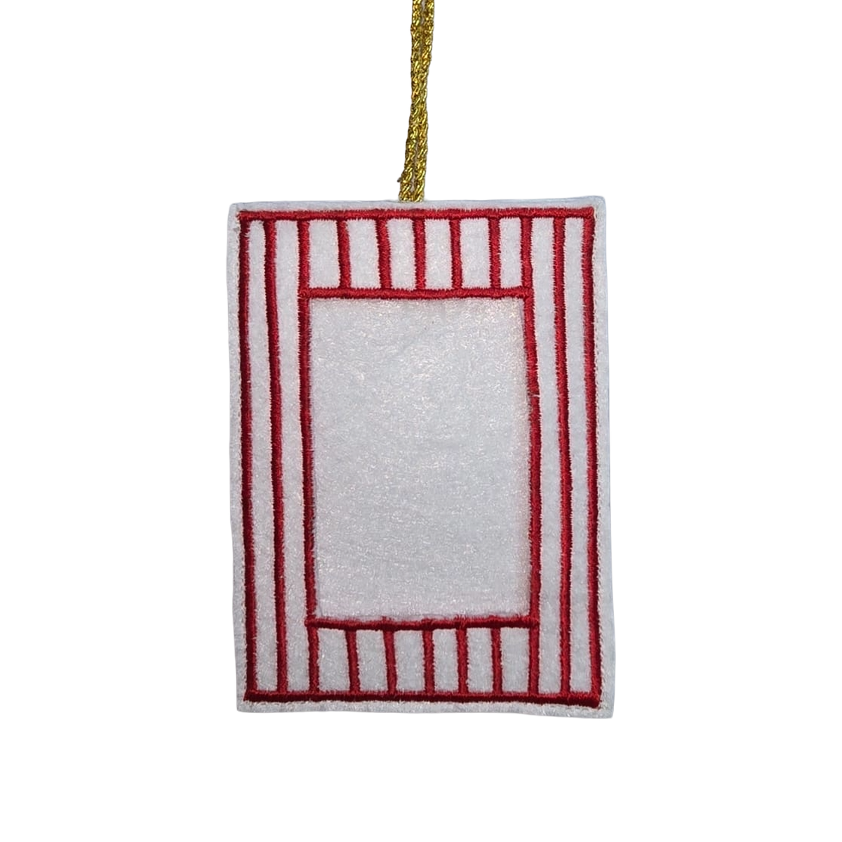 Photo Frame Embroidered Decoration, Red & White