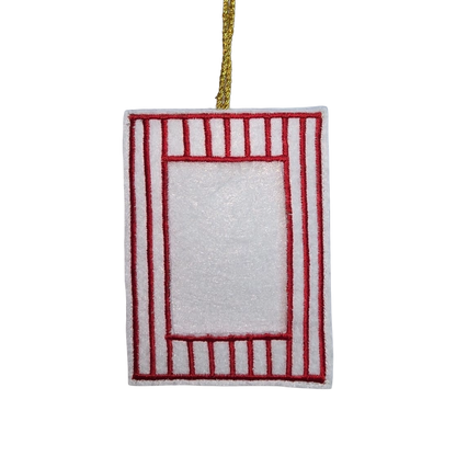 Photo Frame Embroidered Decoration, Red & White
