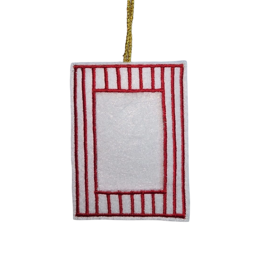 Photo Frame Embroidered Decoration, Red & White