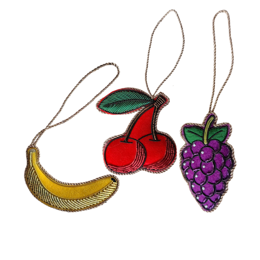Fruit Embroidered Decoration Trio
