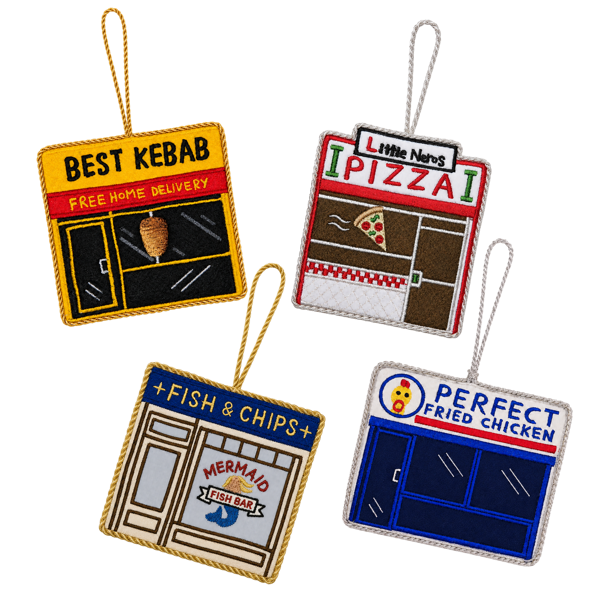 Takeaway Shop Embroidered Decoration, Fish & Chips