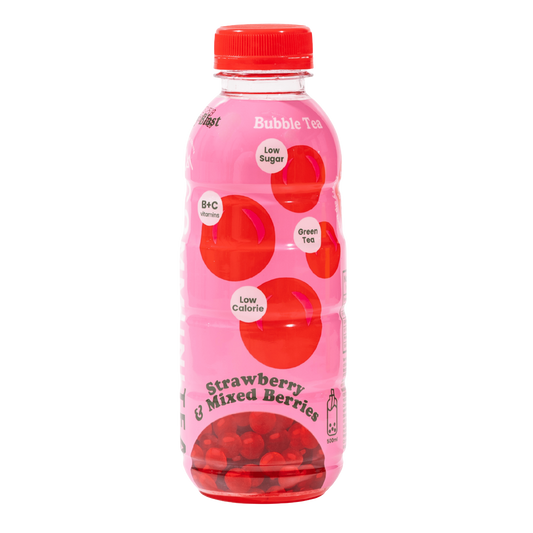 Strawberry and Mixed Berry Bubble Tea with Popping Boba