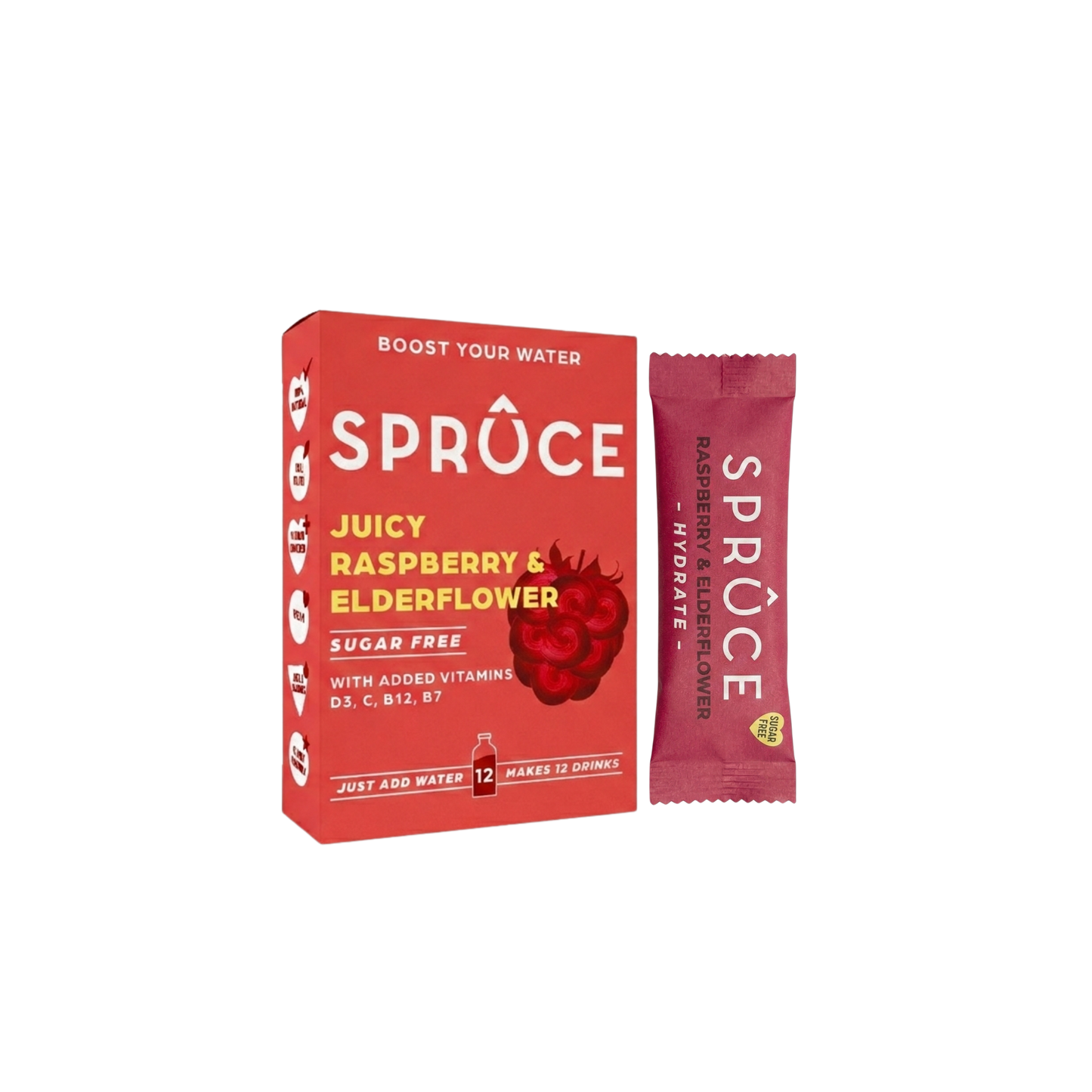 Spruce Raspberry & Elderflower Water Enhancer 12 Pack